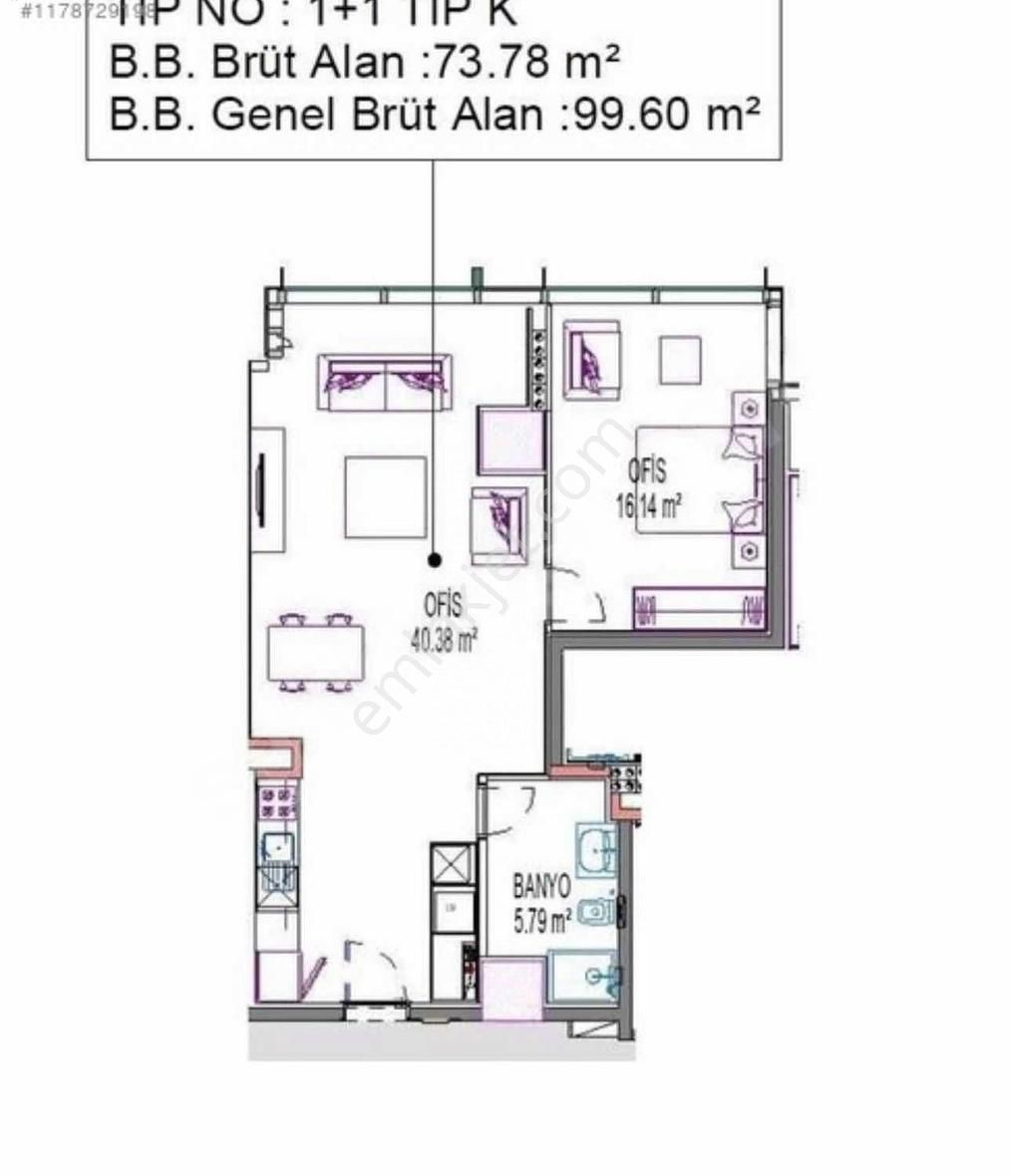 Konak Halkapınar Satılık Daire Mahall Bomonti 74 M2 1+1 Sıfır Eşyalı Satılık Daire