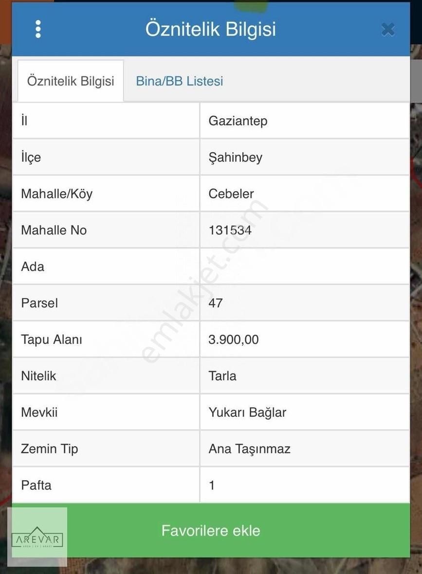 Şahinbey Cebeler Satılık Tarla Cebeler De Ham Yeşil 3.900 M2