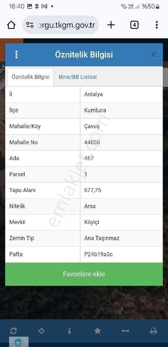 Kumluca Adrasan Satılık Konut İmarlı Adrasan Çavuş İmarlı 667 Metrekare Arsa İngiliz Mahallesinde