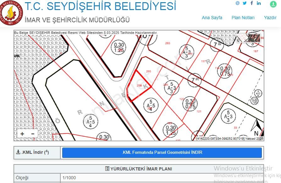 Seydişehir Ulukapı Satılık Konut İmarlı Konya Seydişehir Ulukapı Mah.satılık 884 M2 Arsa 5 Kat Ve 3 Kat İmarlı Arsa