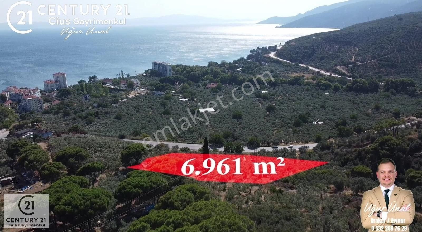 Gemlik Karacaali Satılık Zeytinlik C21 Cius; Deniz Manzaralı Armutlu Yoluna 1 Pasel 6.961m2 Zeyt.