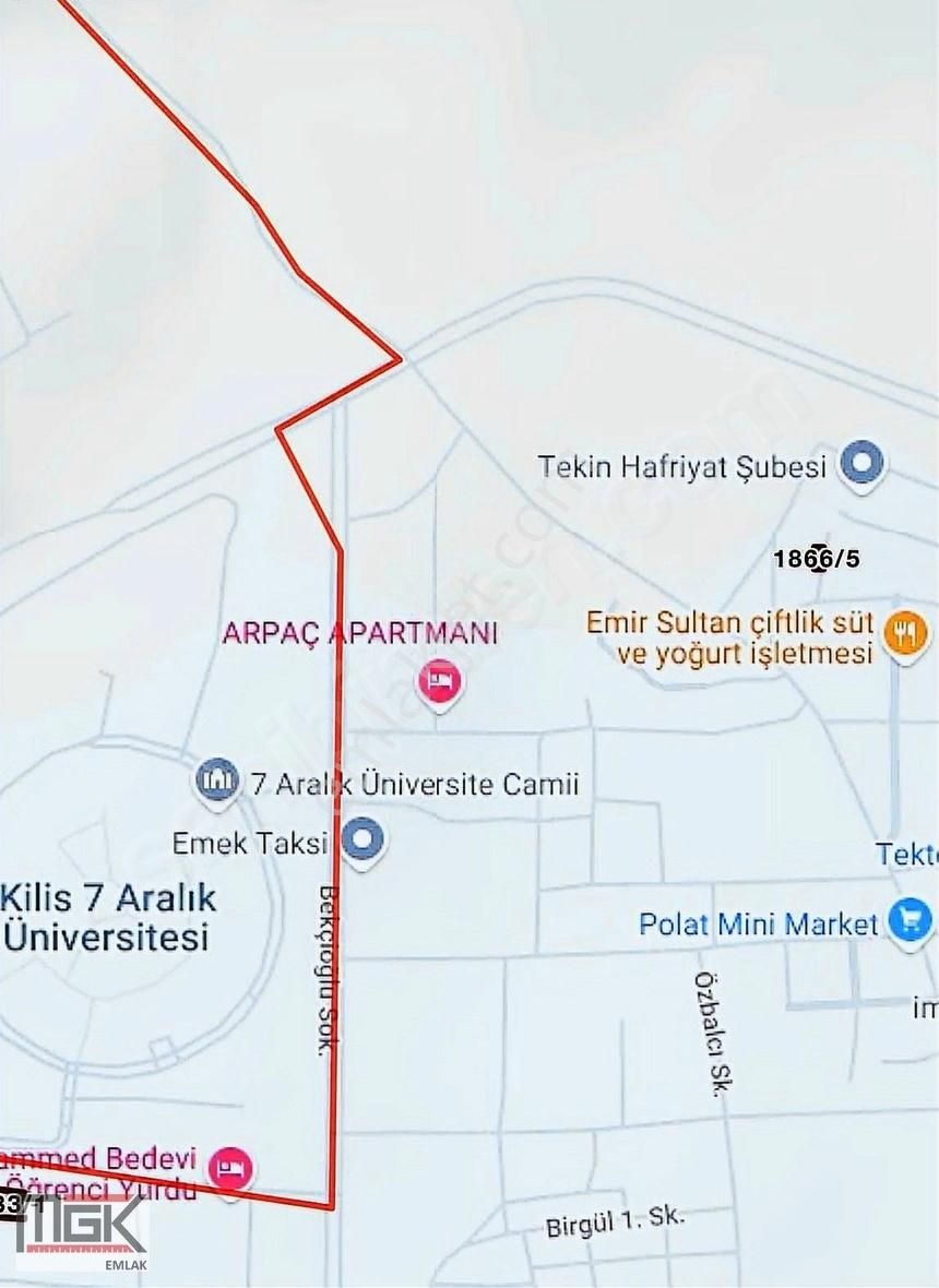 Kilis Merkez Atatürk Satılık Konut İmarlı Üniversite Civarı Yatırımlık Park Cepheli B-3 Arsa