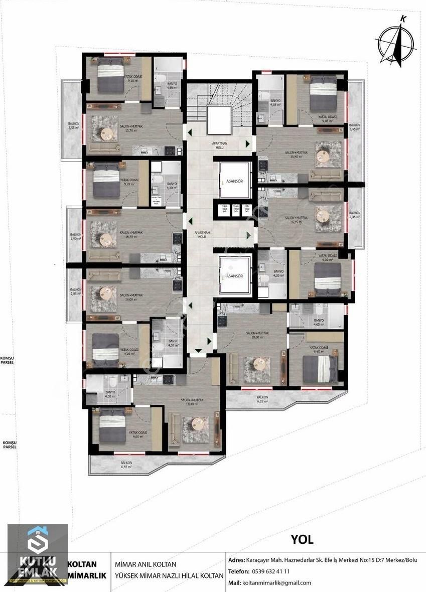 Bolu Merkez Paşaköy Satılık Daire Paşaköy Mah (e-5 Altı) 1+1/45 M2 Projeden Satılık Daireler