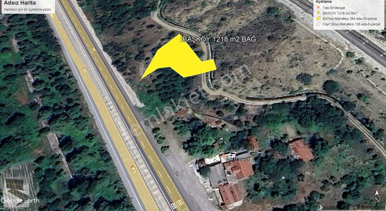 Bilecik Merkez Başköy Köyü (Merkez) Satılık Tarla Bilecik Başköy Otoyol Kenarı 1218 M2 Bağ