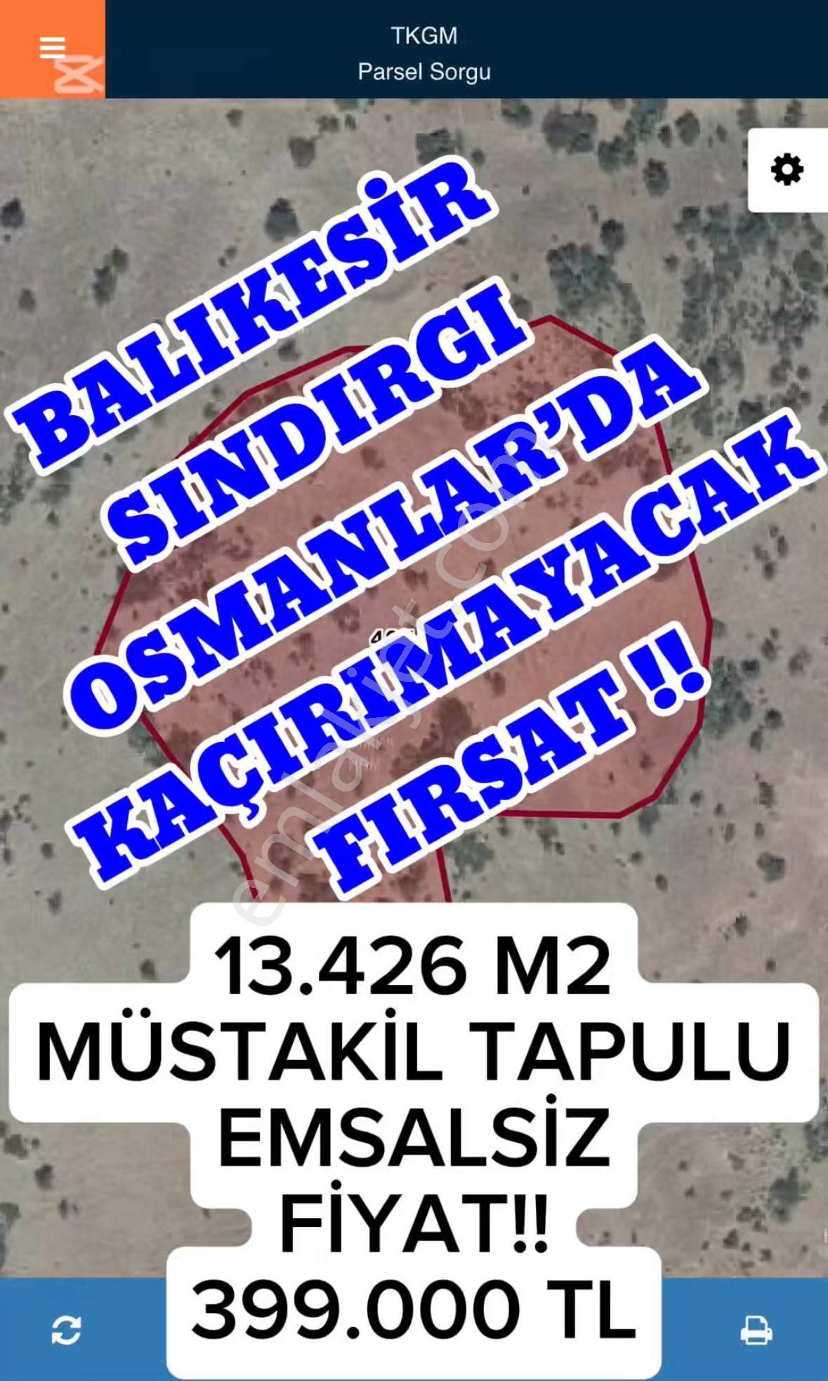 Sındırgı Osmanlar Satılık Tarla 🌿 Balıkesir Sındırgı’da Otoban Yolunun Yanında, 13.5 Dönüm, Muhteşem Manzaralı Tarla! 🚜