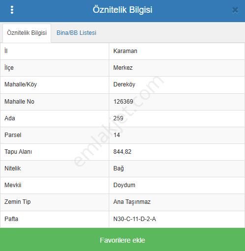 Karaman Merkez Dere Köyü (Merkez Mevki) Satılık Arazi Dereköy De Satılık Tarla