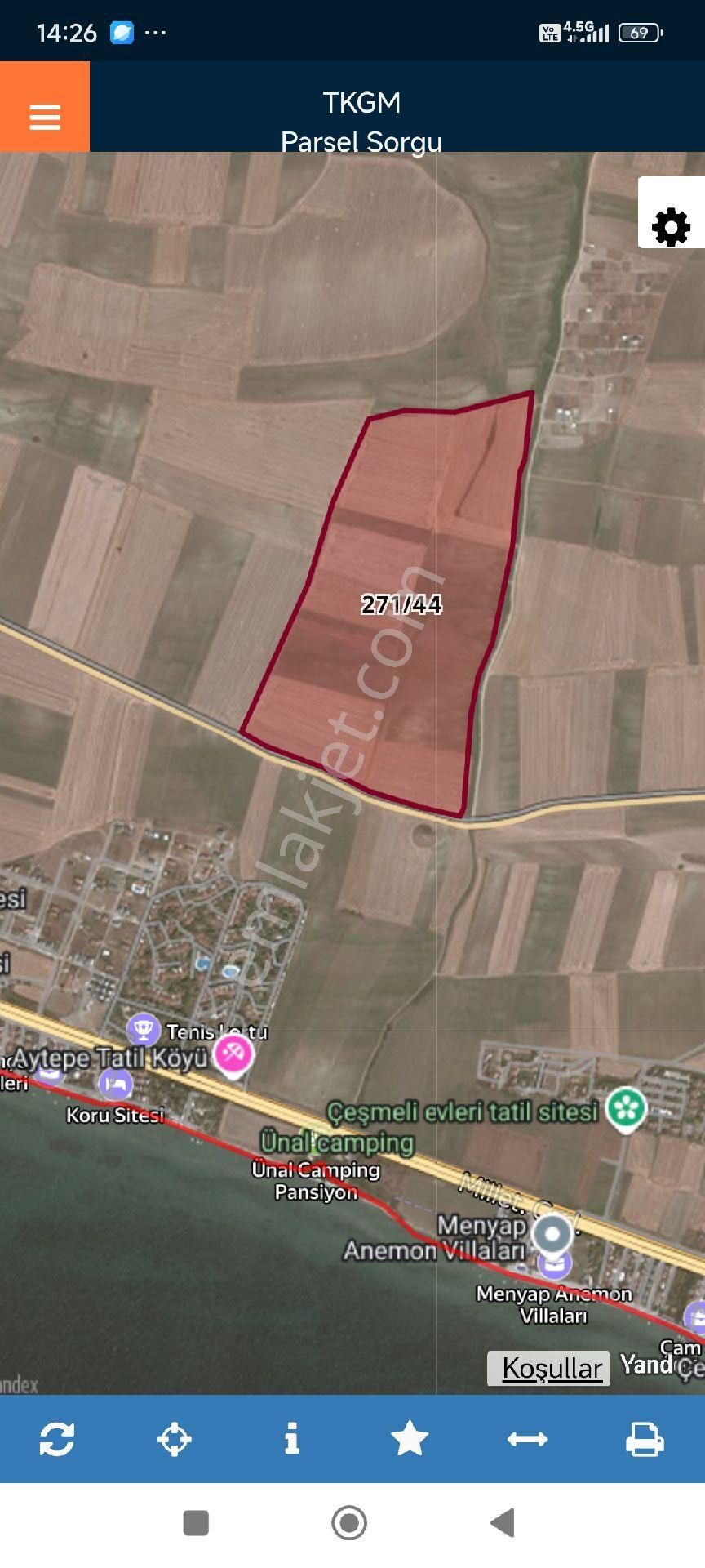 Marmaraereğlisi Çeşmeli Satılık Tarla Tekirdağ Marmaraereğlisi Çeşmeli Mehlesin De 271/44 Parsel 203 M² İmara Sıfır Yola Cephe