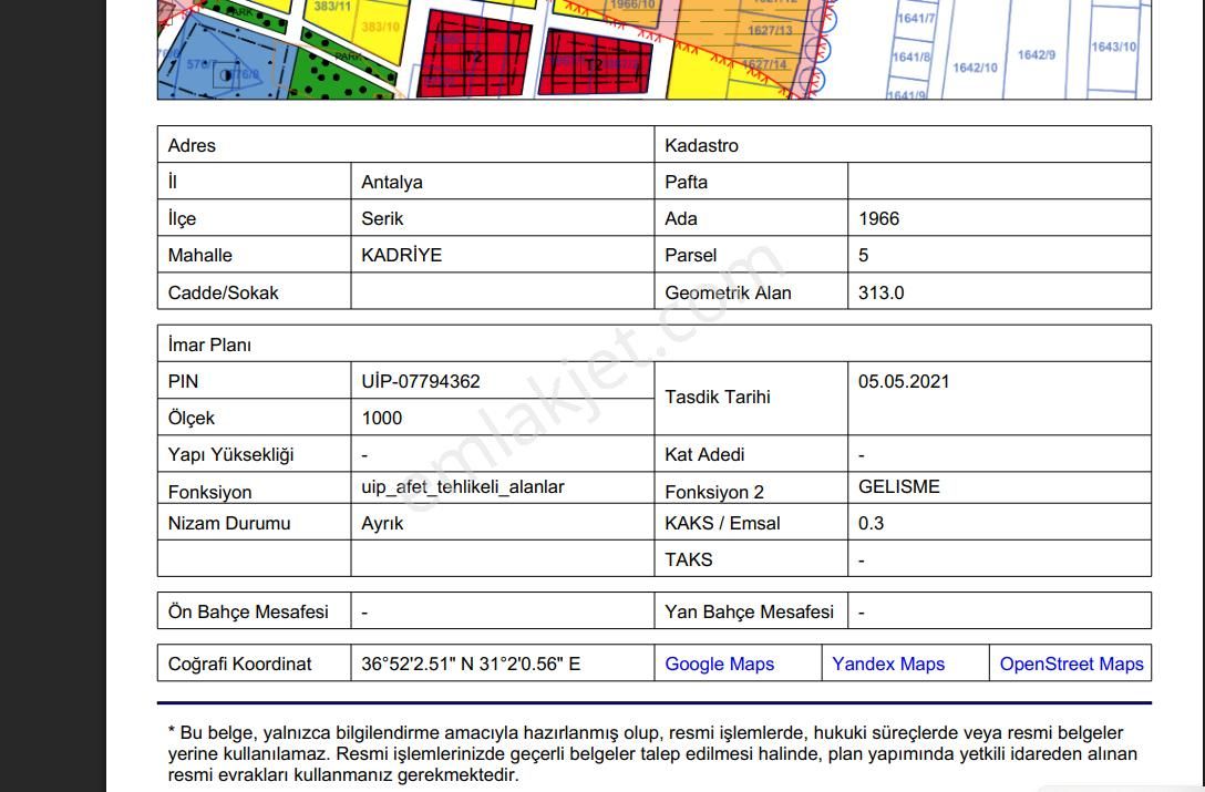 Serik Kadriye Satılık Konut İmarlı Serik Kadriyede Satılık Yanyana 3 Parsel