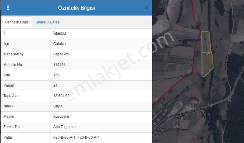 Çatalca Başak Satılık Tarla Emlakyap Tan Çatalcada Muvafakatnameli Satılık 485 M2 Arsa