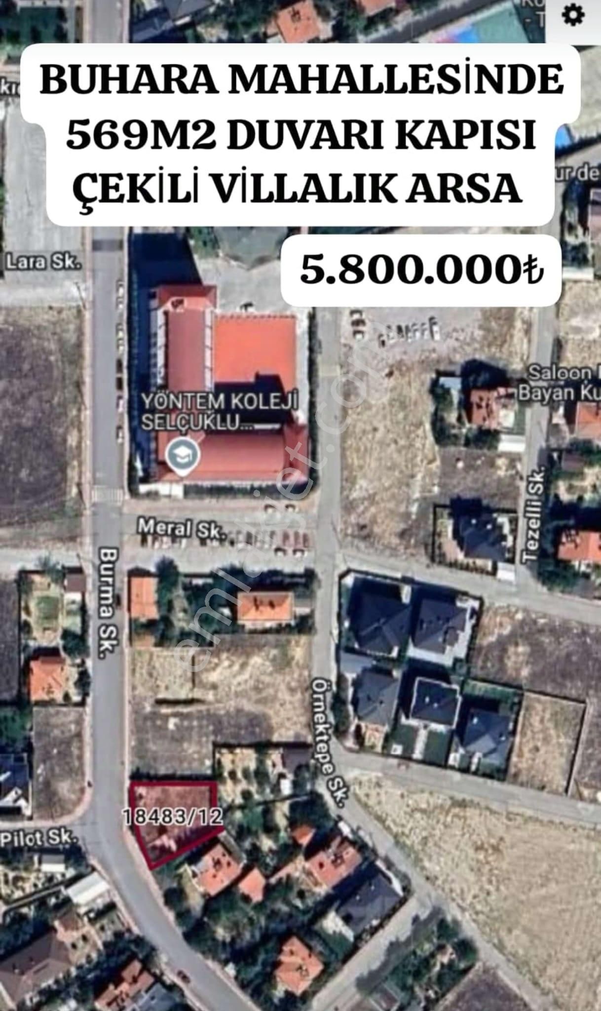 Karatay Akabe Satılık Konut İmarlı Buhara Mahallesin De 569m2 Lik Satılık Arsa