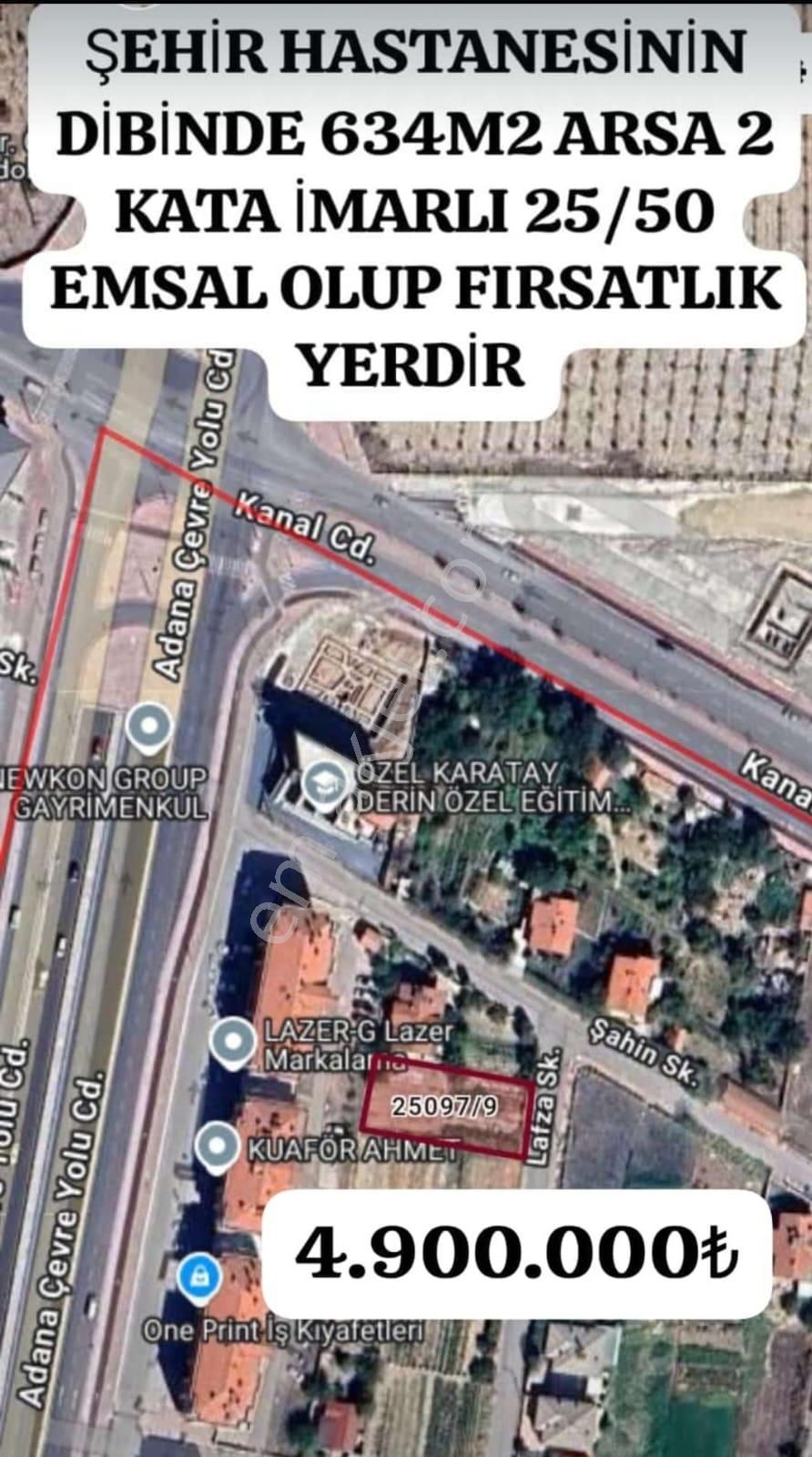 Karatay Gaziosmanpaşa Satılık Konut İmarlı Şehir Hastanesinin Yanında 634m2 Arsa Satılık