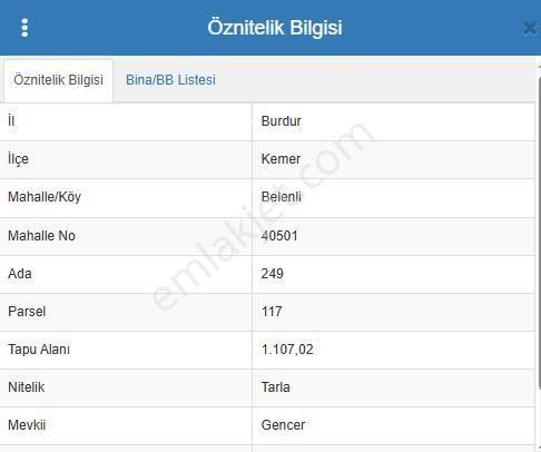 Burdur Kemer 'de Yatırımlık 1.107 M² Tarla - Görsel 2