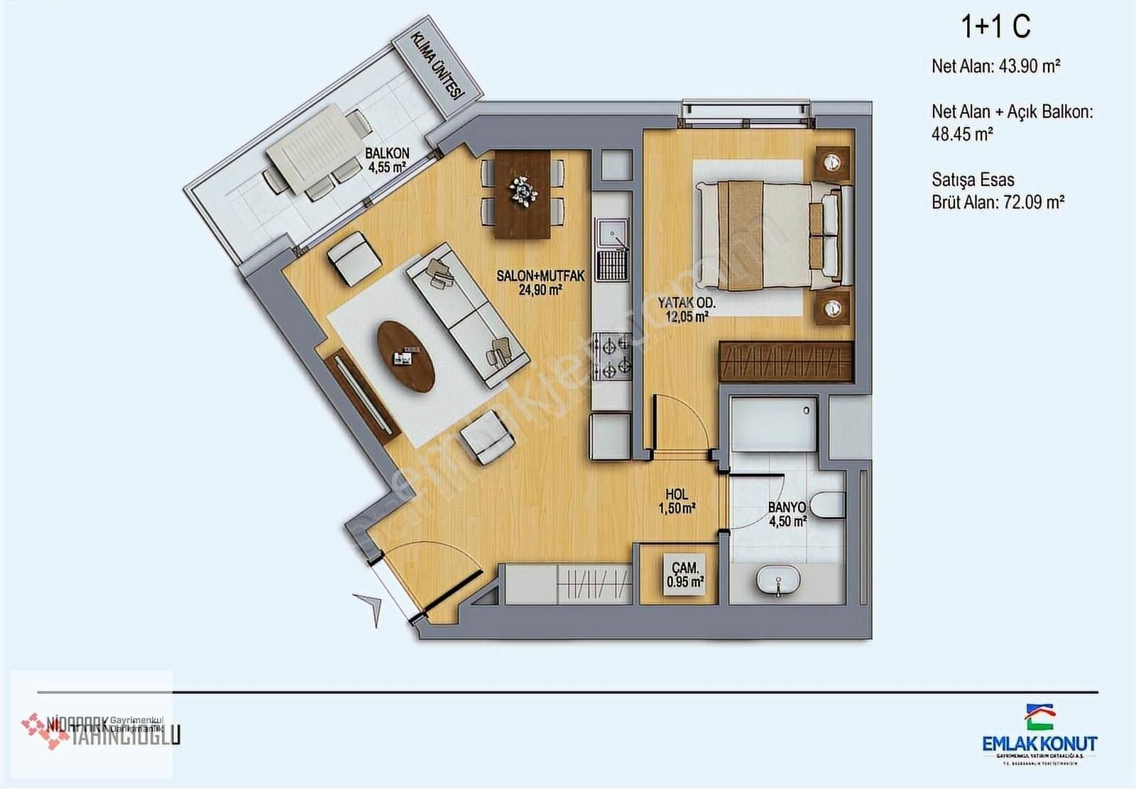 Maltepe Çınar Kiralık Daire Nidapark Küçükyalı Heybeli Etabı Kiralık 1+1 Sıfır Daire