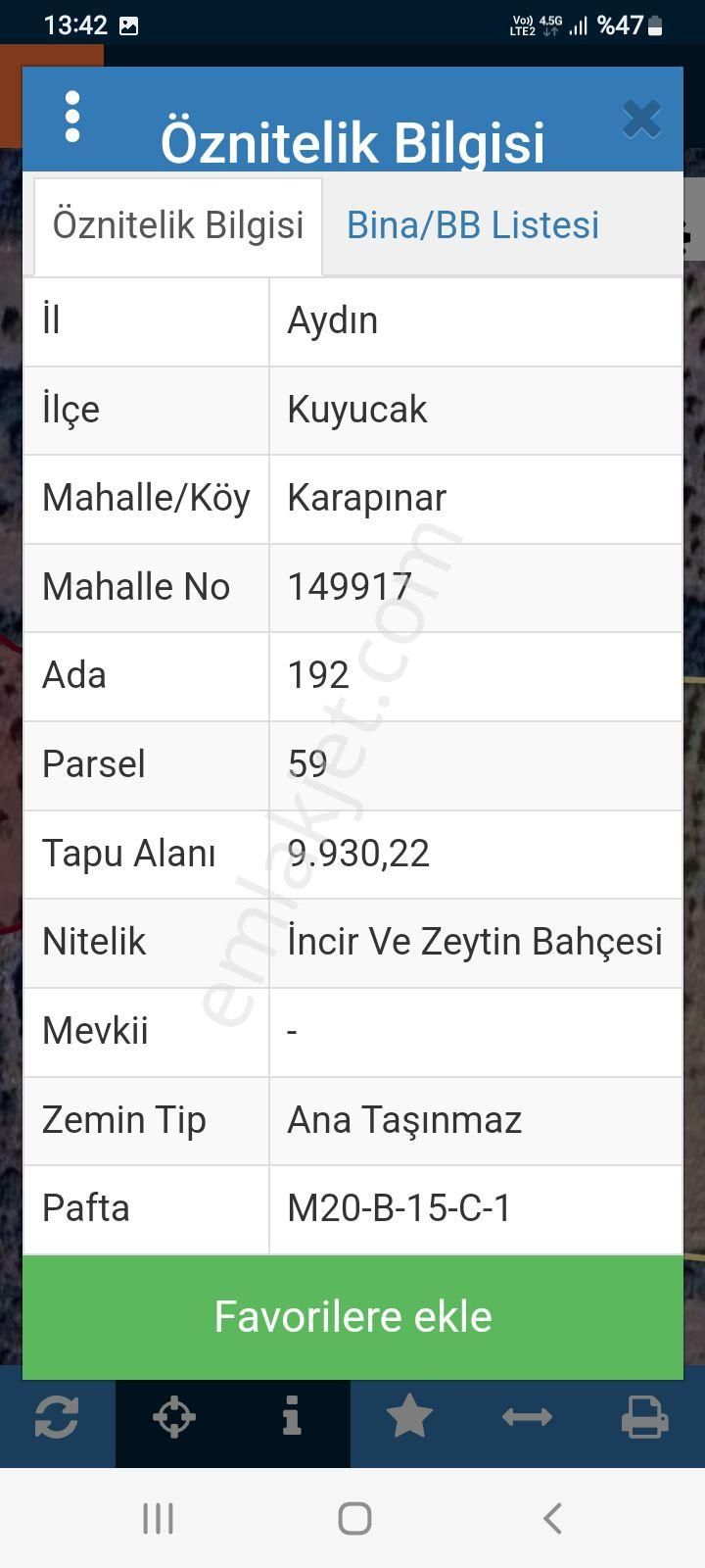 Kuyucak Karapınar Satılık Bağ & Bahçe Dönertaş Emlak Kuyucak Karapınarda İncir Zeytin