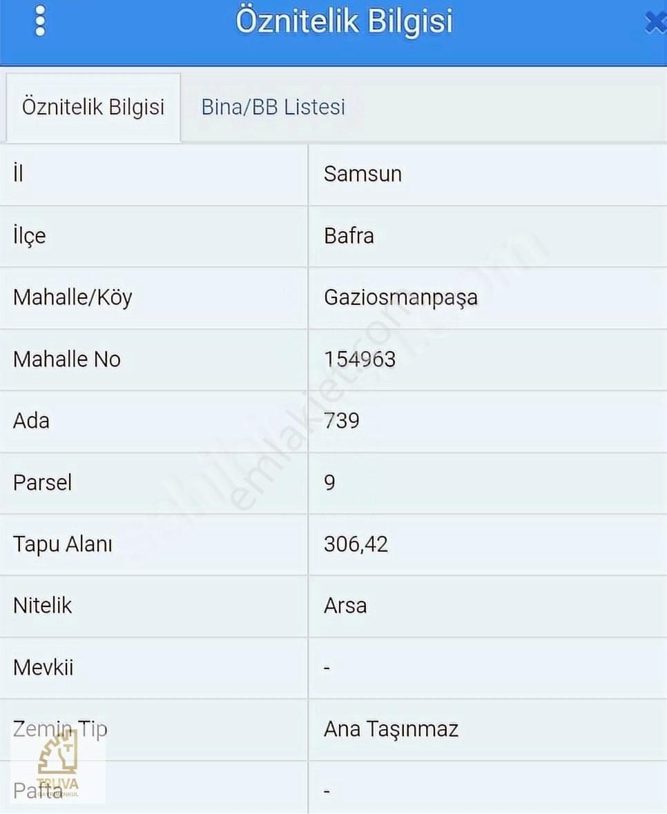 Bafra Gazipaşa Satılık Konut İmarlı Truva'dan Bafra Gaziosmanpaşa'da Satılık 4 Kata İmarlı Arsa