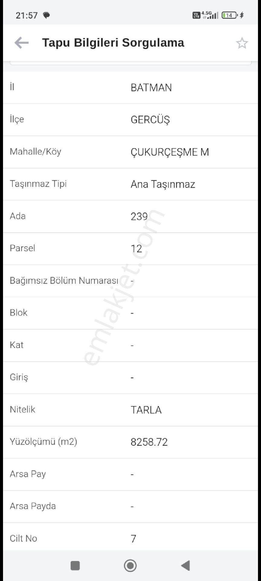 Gercüş Çukurçeşme Satılık Tarla Satılık Arsa