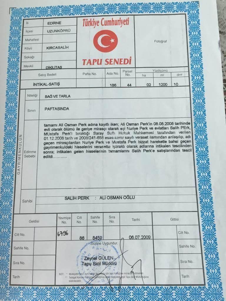 Uzunköprü Kırcasalih Bld. (Cumhuriyet) Satılık Tarla Koşar Gayrimenkul Satlık Tarla