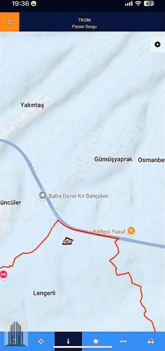 Bafra Lengerli Satılık Tarla Kuvvet'ten Bafra'da Samsun Sinop Yoluna 100 Mt Kelepir Hisse !