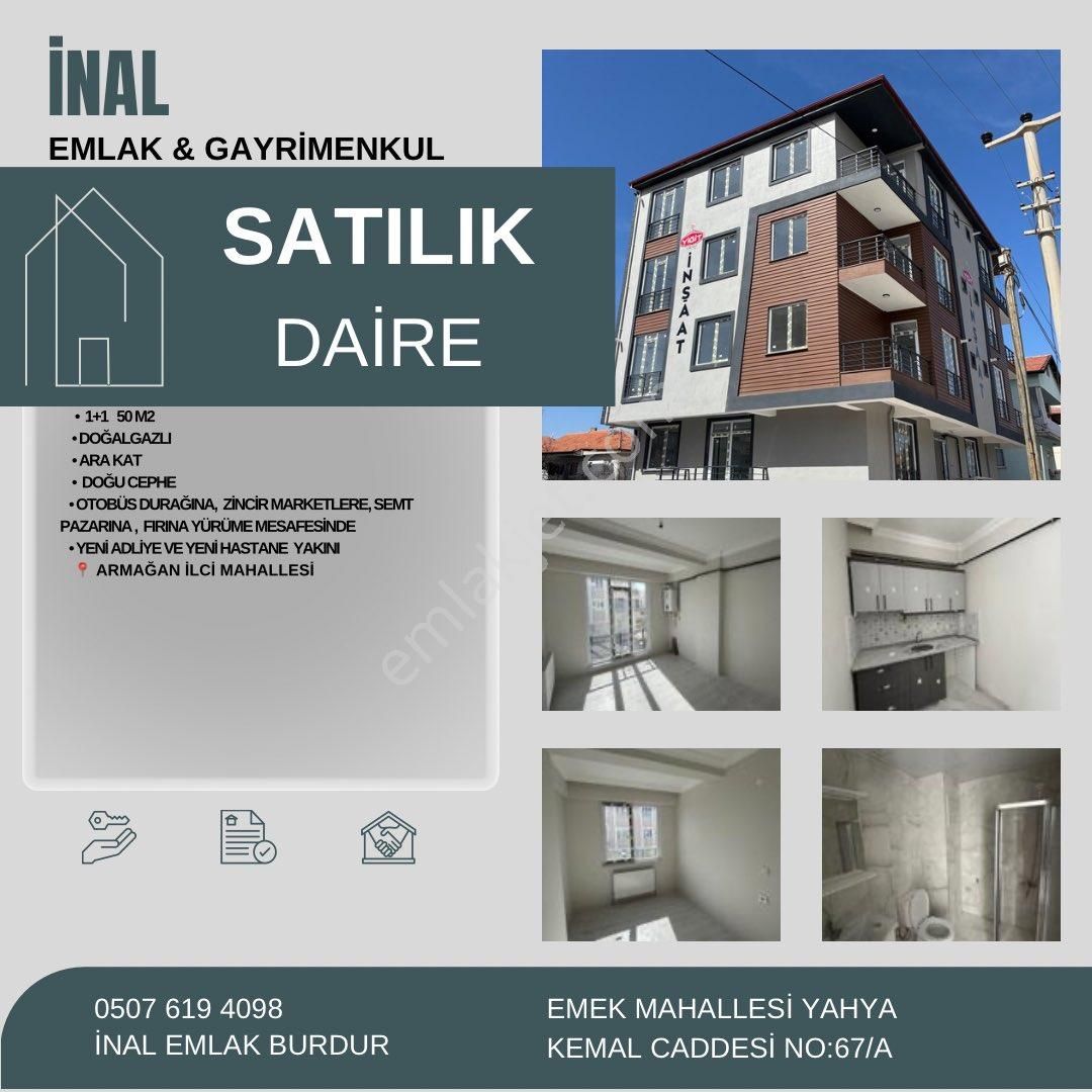 Burdur Merkez Emek Satılık Daire İnal Emlaktan Armağan İlci’de Satılık Sıfır 1+1 50 M2 Daire