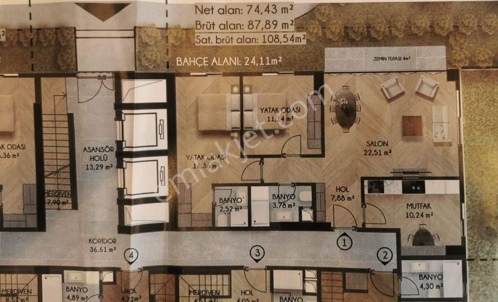 Seba Revak Sitesi 1.etap Sıfır Proje 2+1 Müstakil Bahçeli Daire - Görsel 4