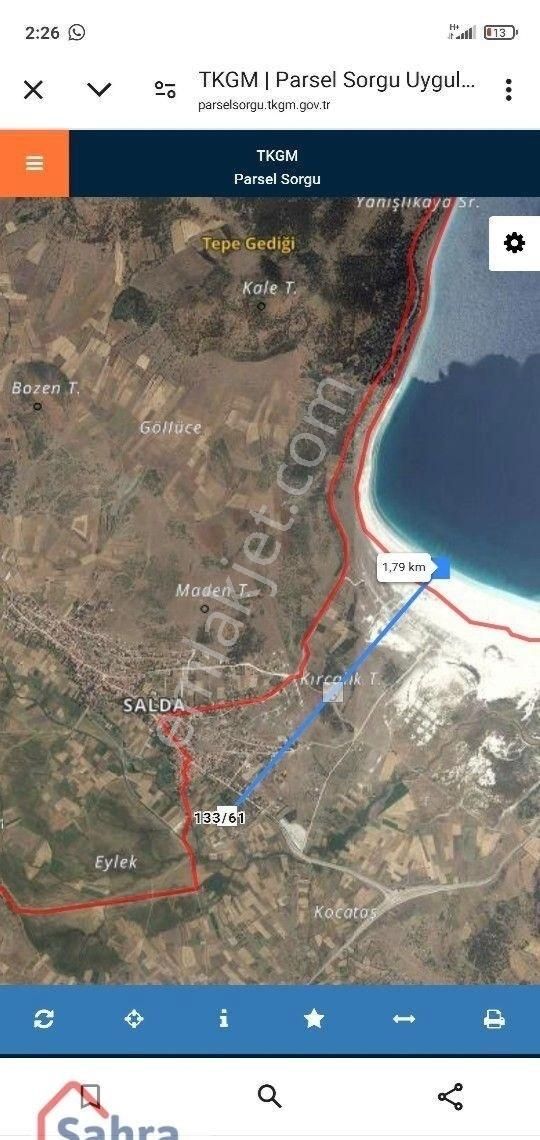 Salda Köyiçi Yatırımlık Tarla Elektrik Ve Su Problemi Yok - Görsel 4