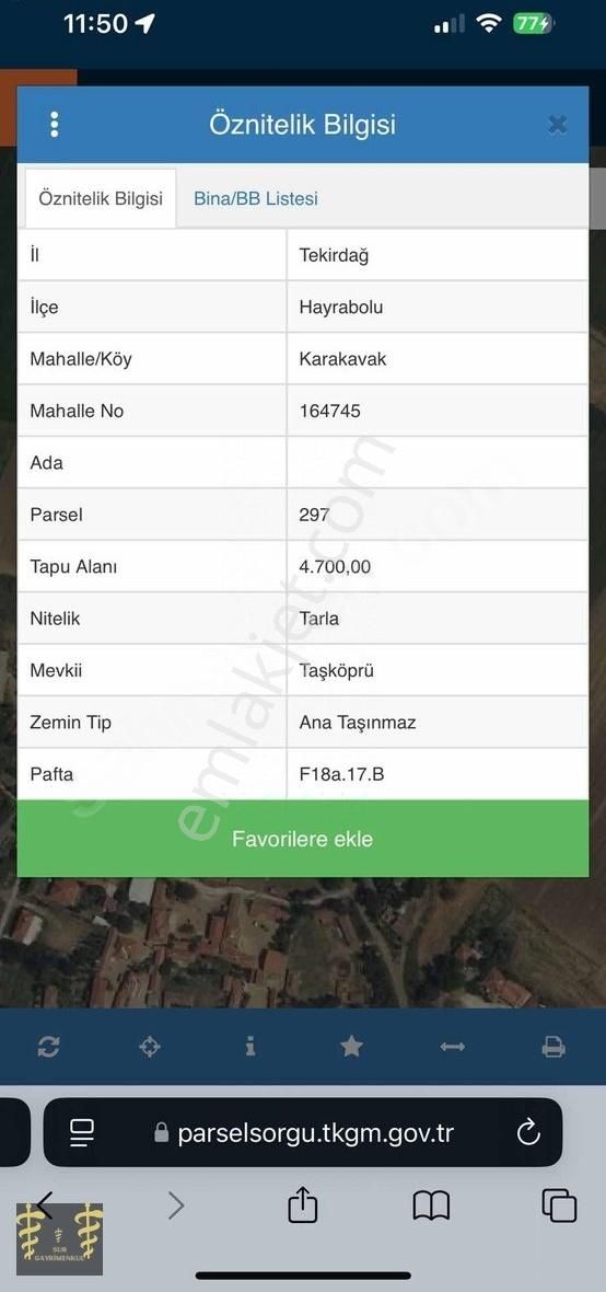 Hayrabolu Karakavak Satılık Konut İmarlı Sur Emlak Dan Karakavak Köyün De Satılık 4.700m2 Yola Cp Arsa