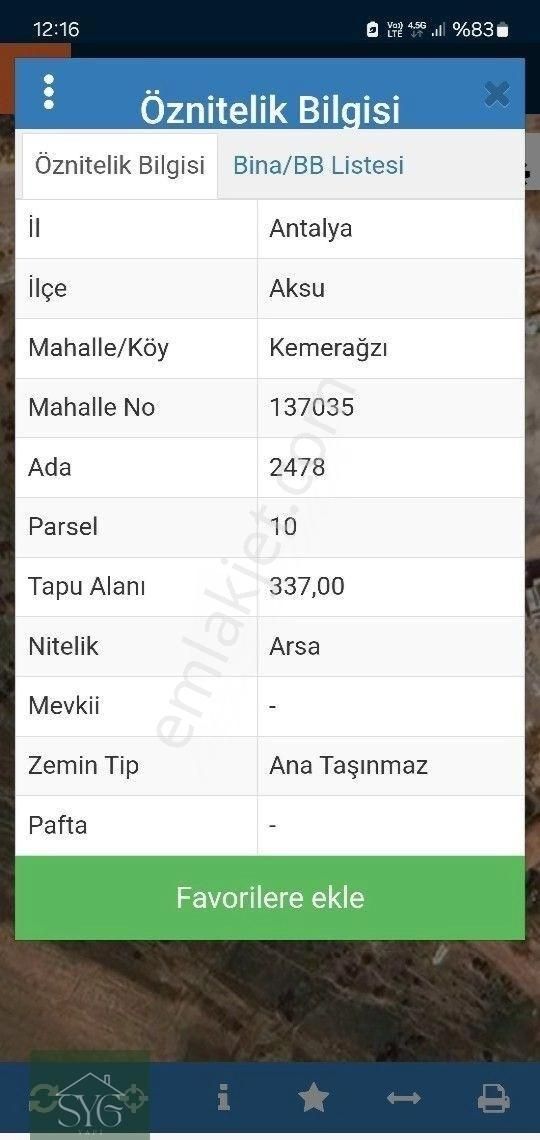 Aksu Karaçallı Satılık Konut İmarlı Kemerağzı Lara Hıll Yakını 337mt2