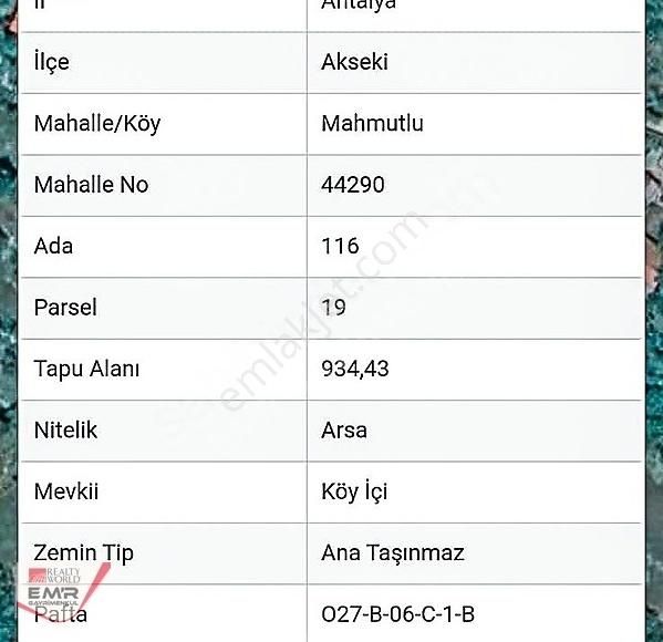 Akseki Mahmutlu Satılık Konut İmarlı Akseki Mahmutlu'da 2 Kat İmarlı Arsa