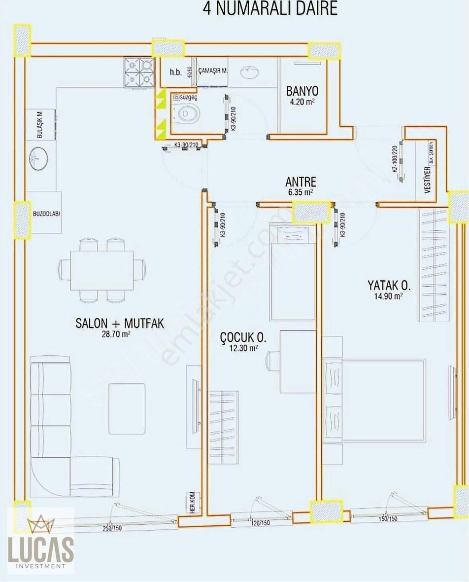 Muratpaşa Yüksekalan Kiralık Daire Çarşı Merkezde Yeni Binada 2+1 Geniş Yüksek Giriş.