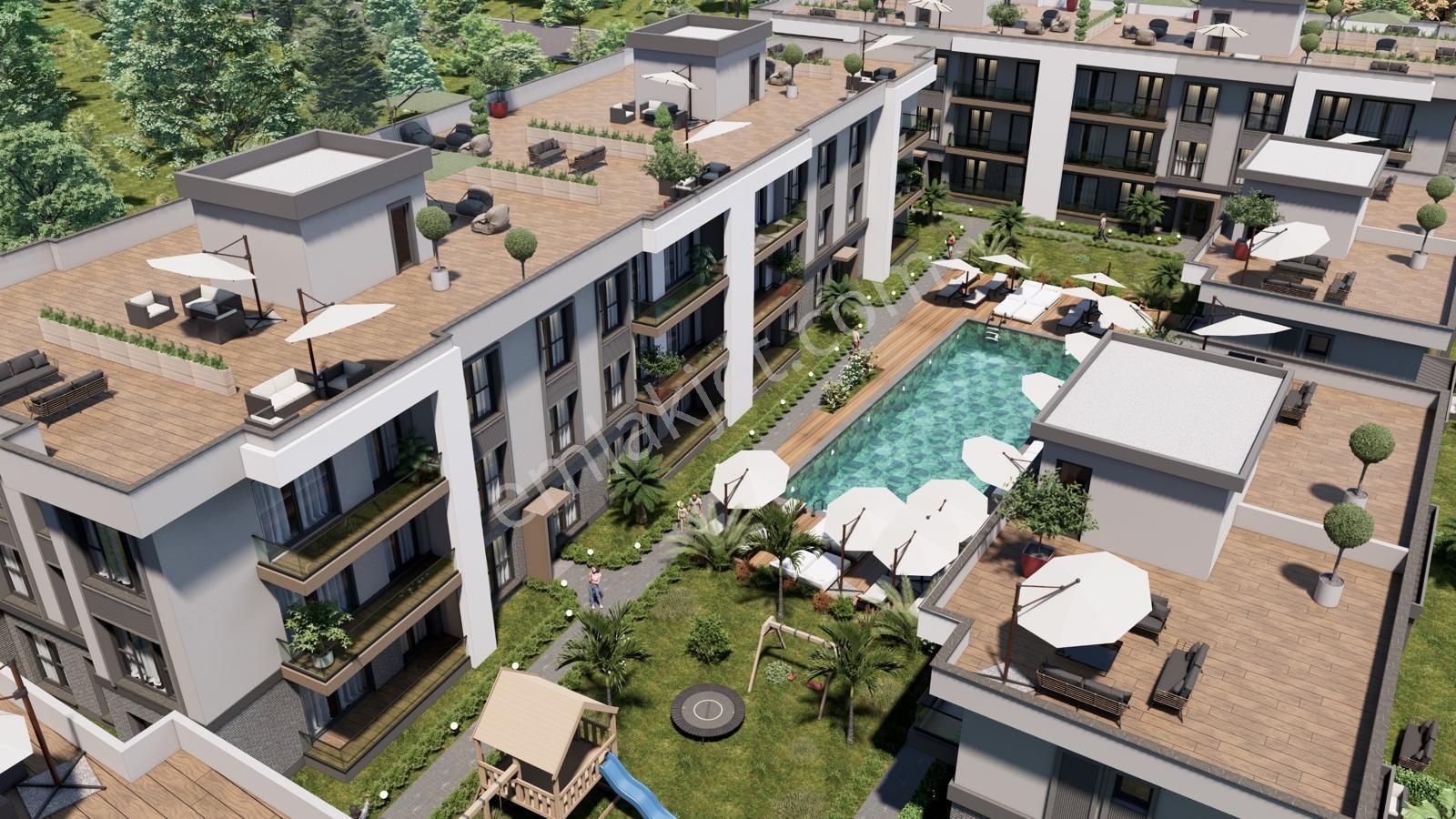 Karasuda Botanik Lüks Sitede Fıtness Çocuk Oyun Parkı Yarı Olimpik Havuz - Görsel 20