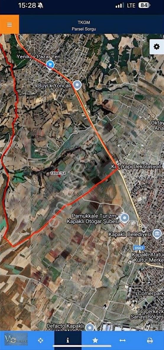 Tekirdağ Büyükyoncalı 3611 Metre² Satılık Tek Tapu Tarla