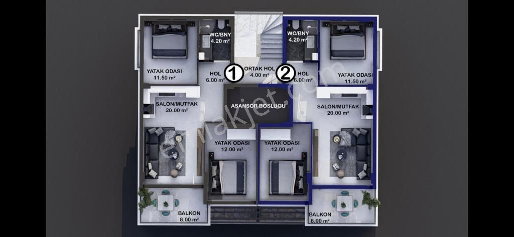 Didim Akbükte Full Deniz Manzaralı Havuzlu Site İçerisinde 2+1 Daire - Görsel 12