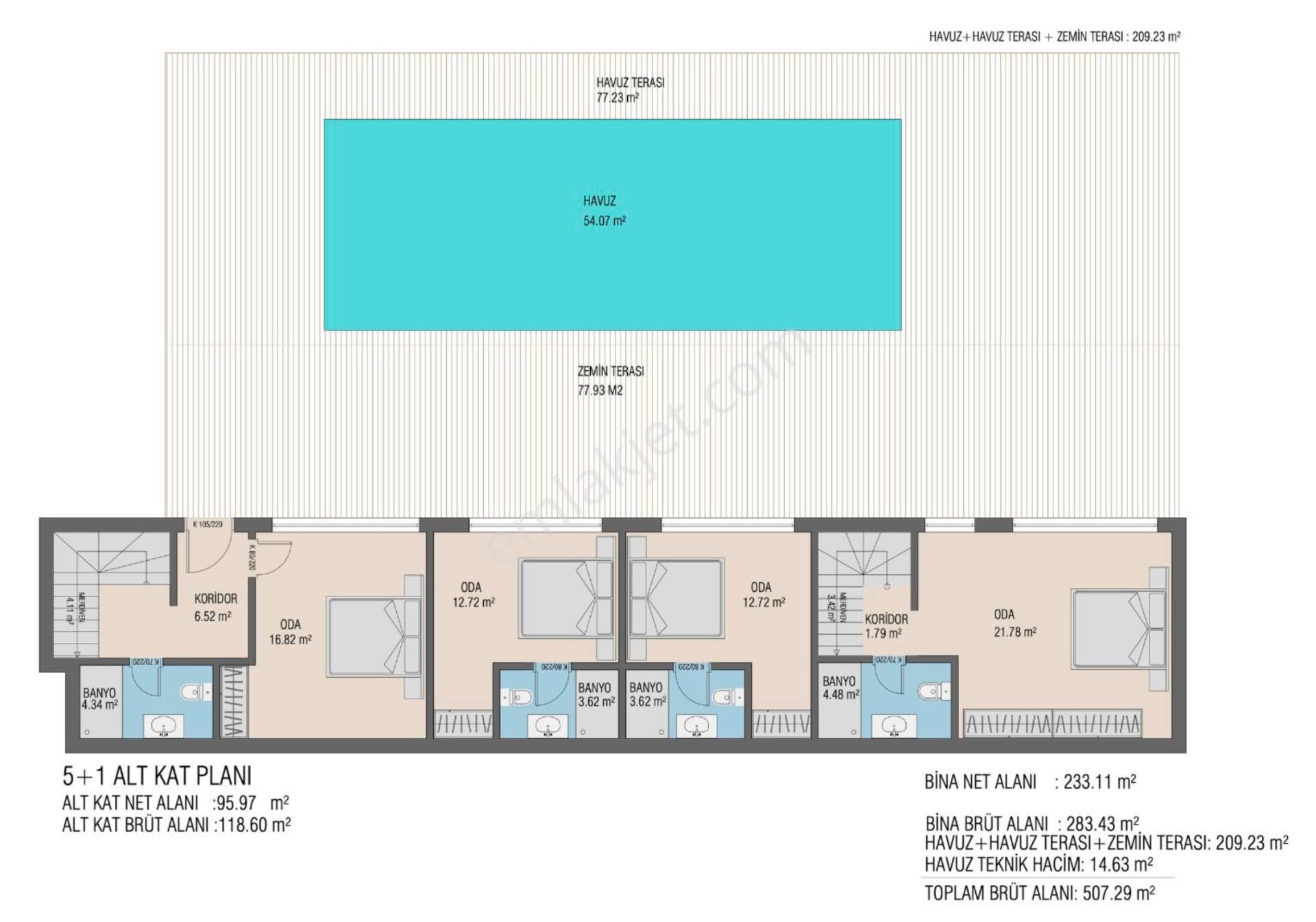 Bodrum Kızılağaç Güvenlikli Sitede Havuzlu Lüks 7+1 Villa - Görsel 11