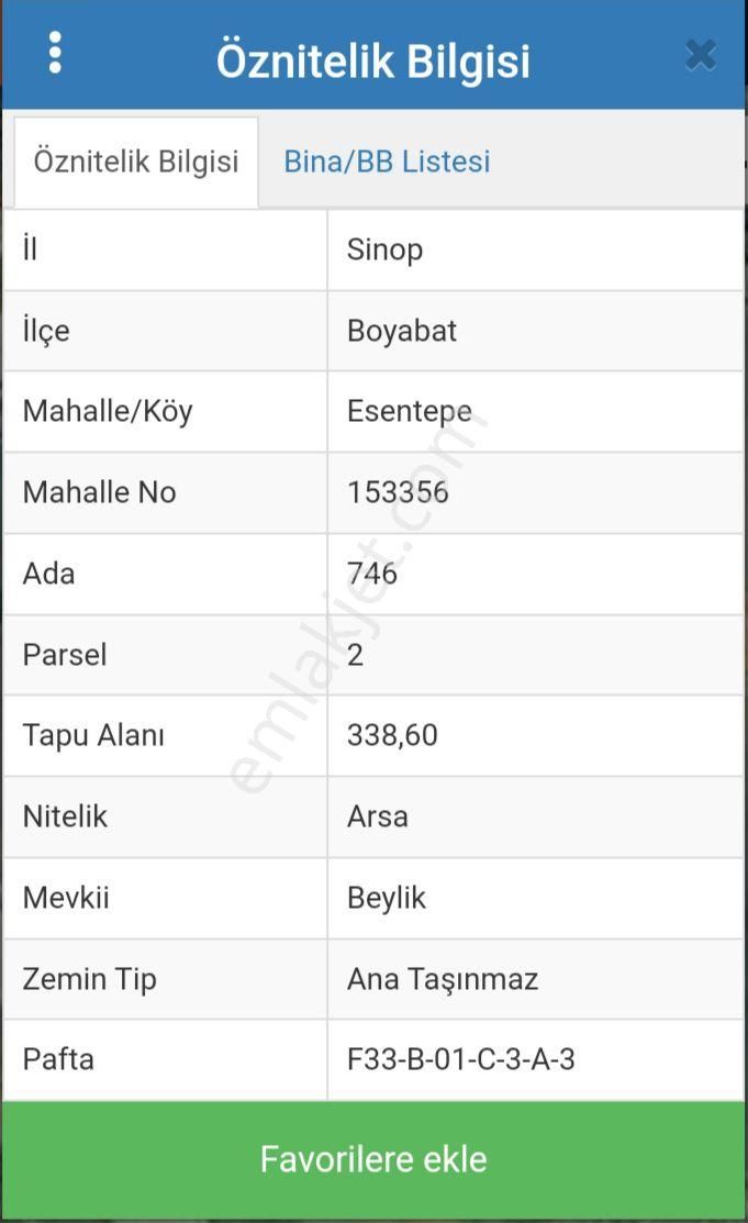 !! Satılık Arsa !! Sinop/boyabat Esentepe Mahallesinde 338m2 Satılık Arsa ?