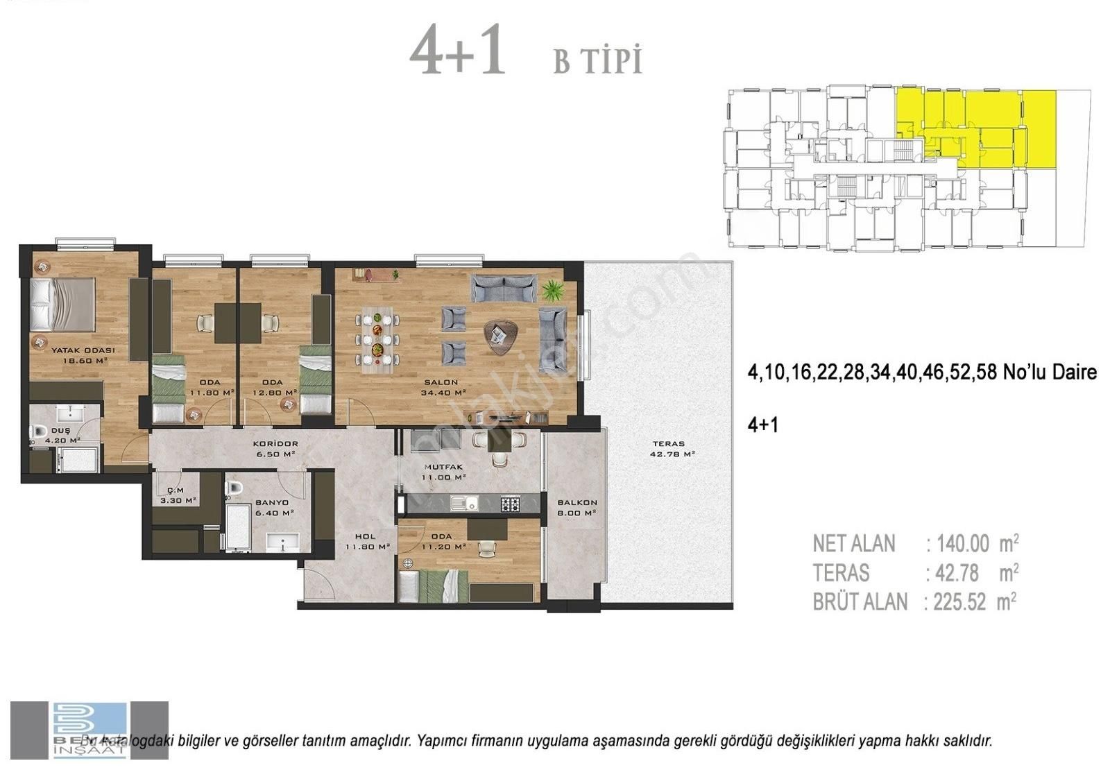 Beyaz Park 3. Etap Projesi 4+1 182m2 Balkon Teras Satılık Daire