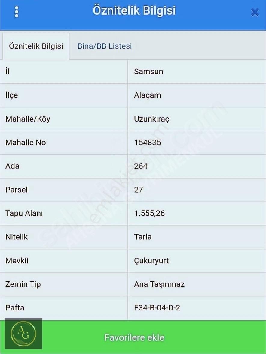 Ahşena'dan Samsun Alaçam'da Yatırıma Uygun Satılık 1555 M2 Arazi