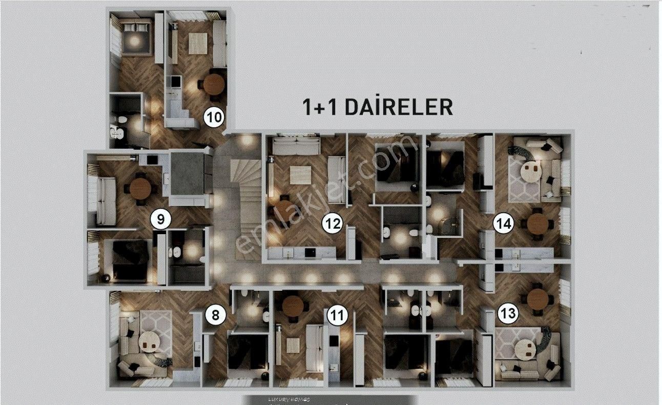 Kuşadası Merkezde Projeden Yatay Mimari Bahçeli Loft Daire - Görsel 23