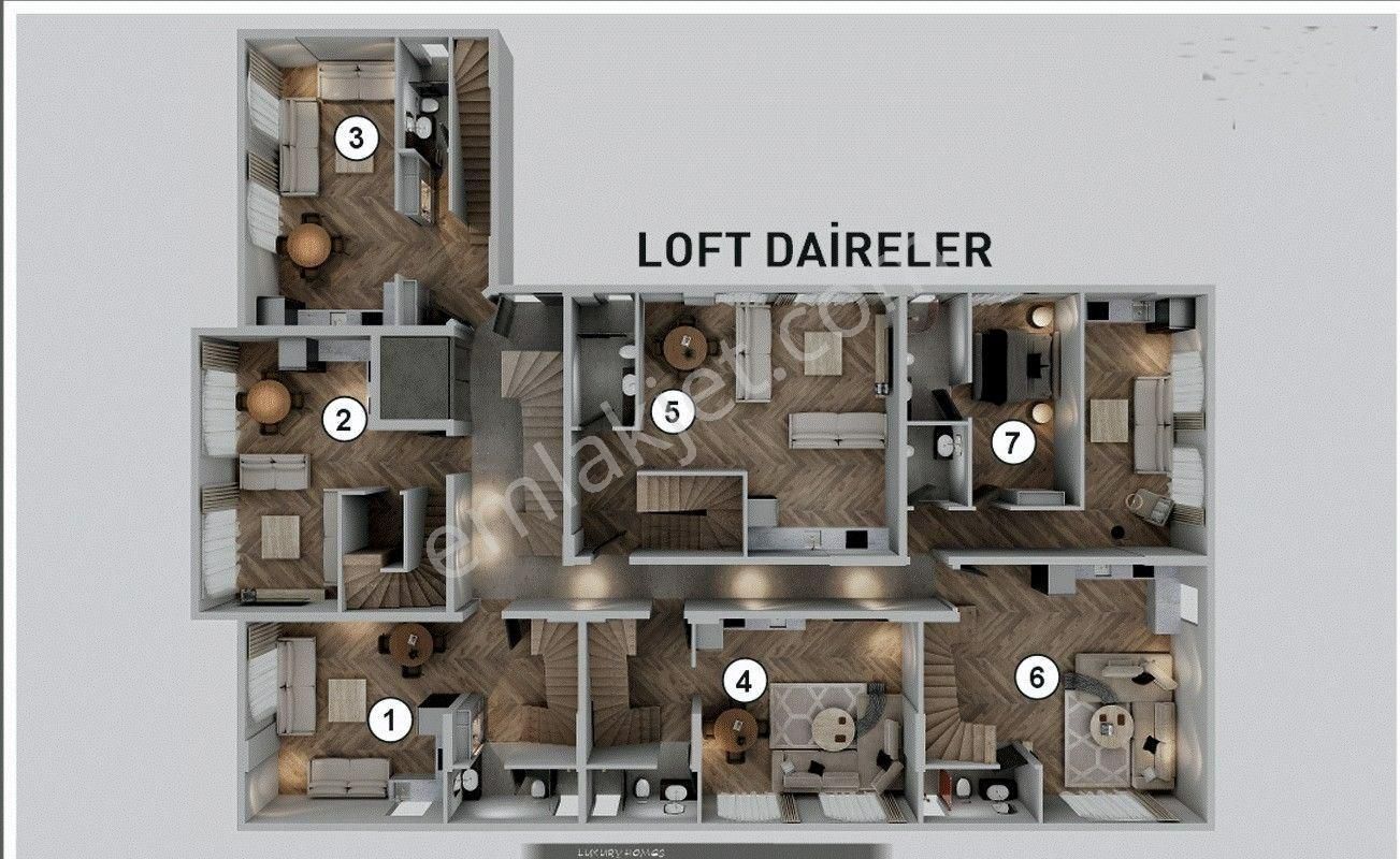Kuşadası Merkezde Projeden Yatay Mimari Bahçeli Loft Daire - Görsel 22