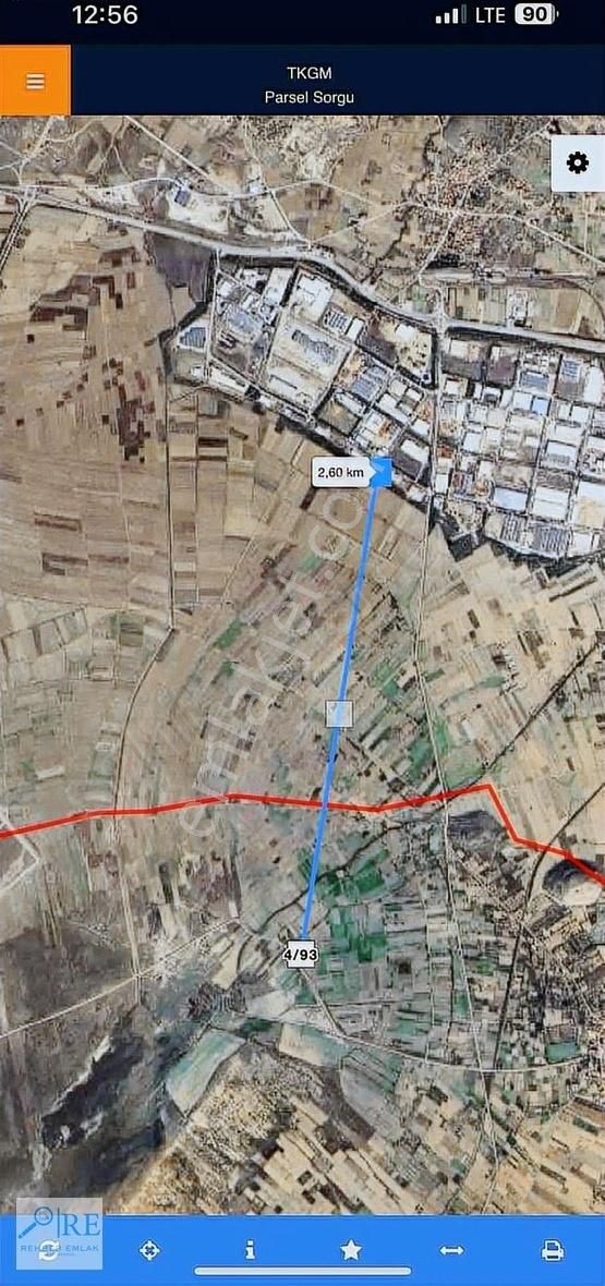 Organize Sanayi Altı Kadastro Yolu Mevcut Satılık Tarla