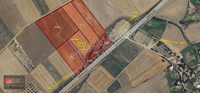 Fırsat ! Keşan Siğilli Köyünde Yola Cephe Satılık 4.083m2 Arazi