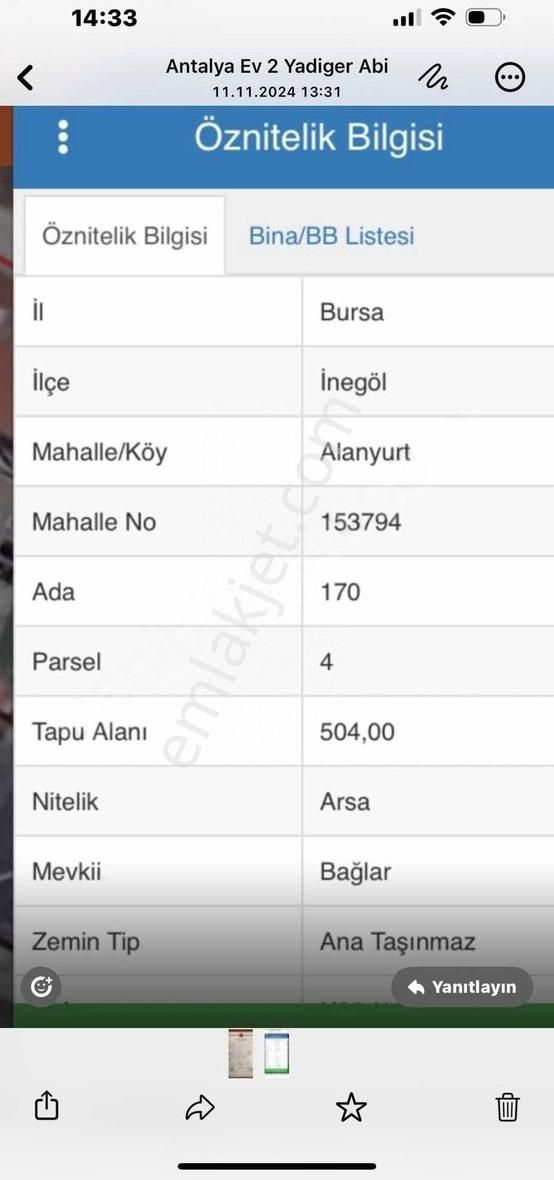 Satlık Arasa Konut İnarlı