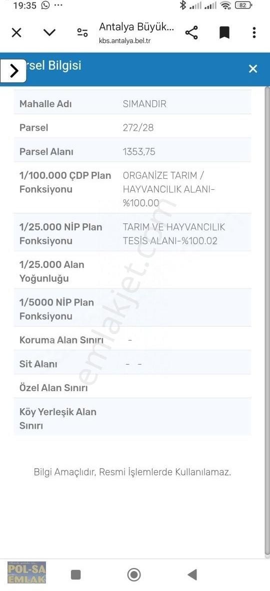 Korkuteli Sımandır Da Satılık 1.353m2 Tarla Resmi Yolu Var - Görsel 3
