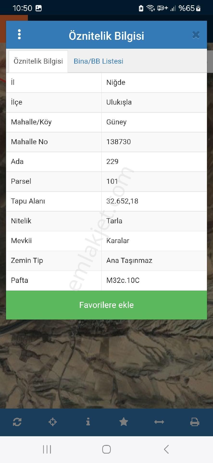 Niğde Ulukışla Güney Köyünde Satılık Tarla