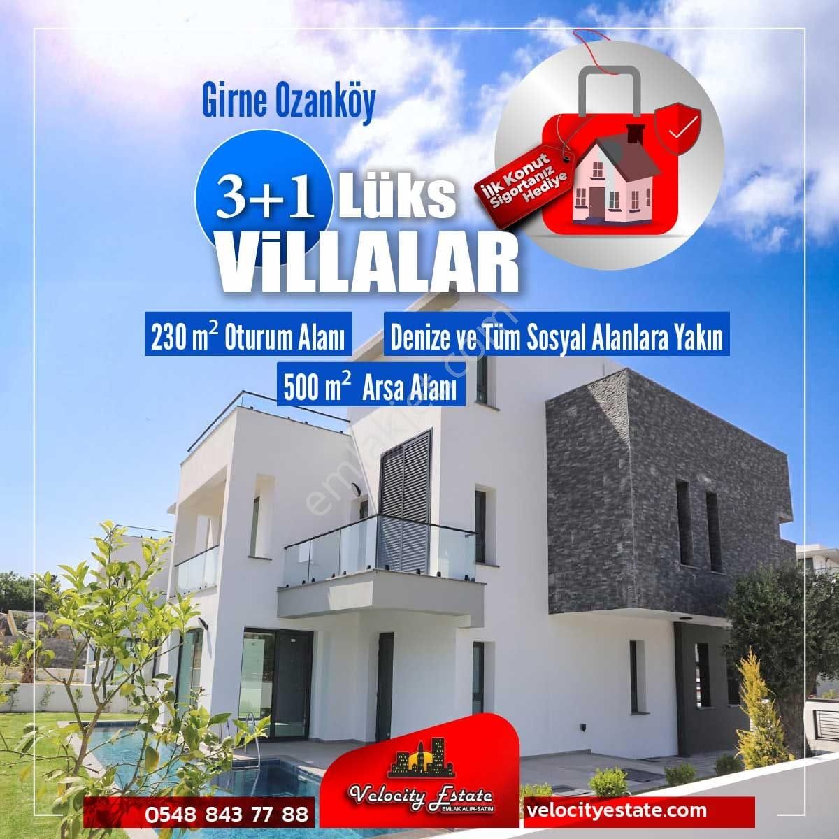 Girne Ozanköy'ün Gözde Bölgesinde Satılık Lüks 3+1 Villa