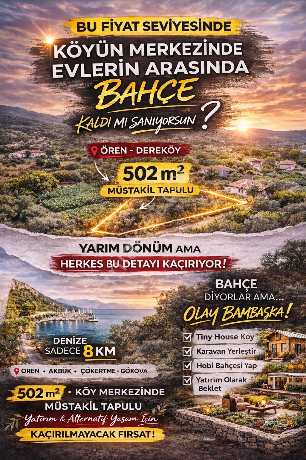 Satılık Ören Dereköyde Asvalt Dibinde Yarım Dönüm Bahçe - Görsel 19