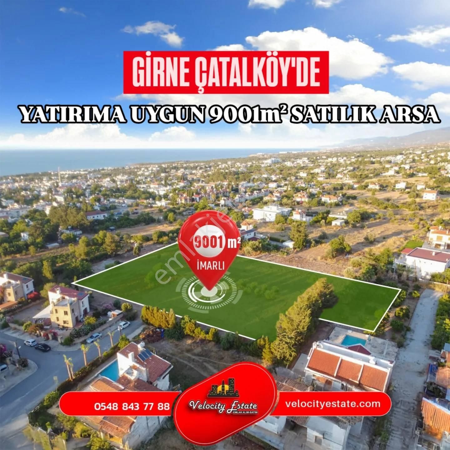 Girne Çatalköy’de Satılık 9001 M2 Yatırıma Uygun Arsa
