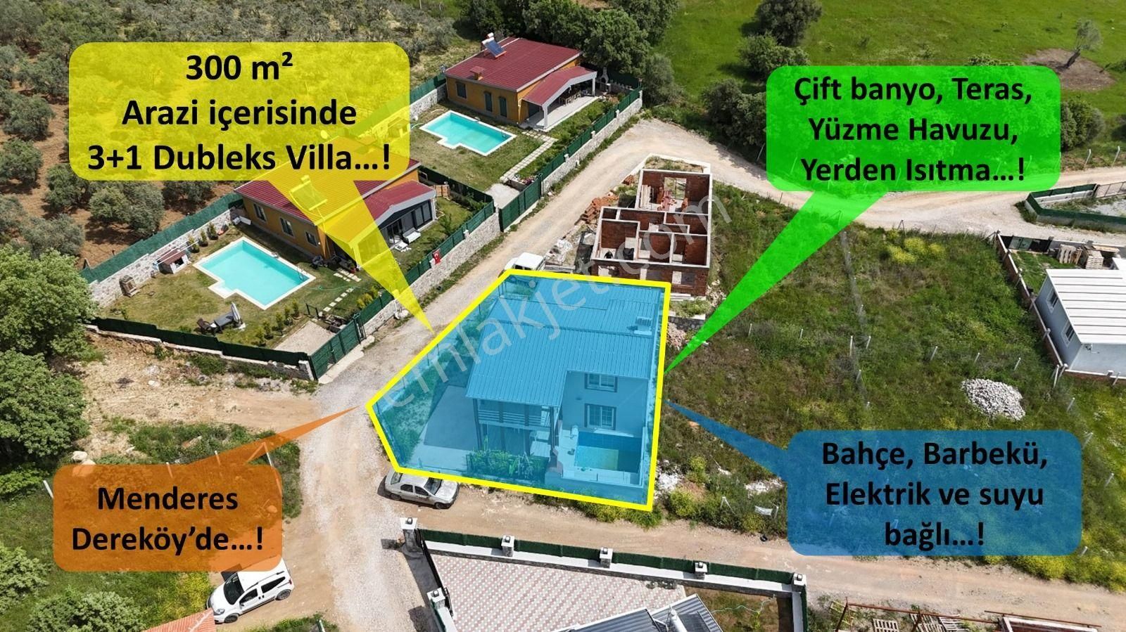 İzmir Menderes Dereköyde 3+1 Havuzlu Bahçeli Villa Noterden Satışlı