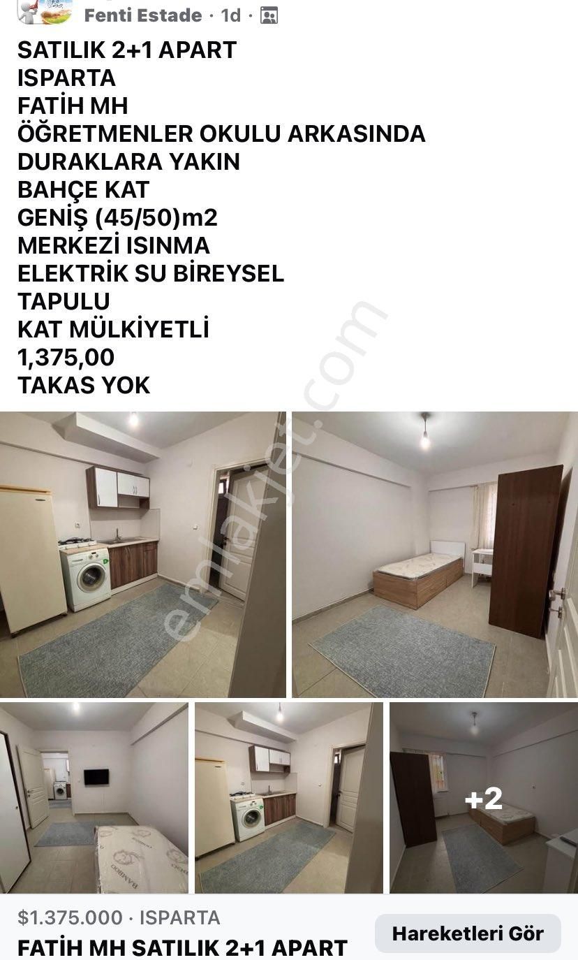Isparta Fatih Mh Satılık 2+1 Apart