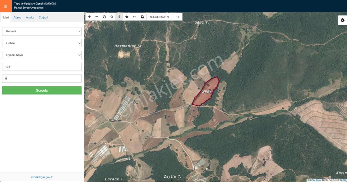 Gebze Ovacıkta Ana Yola Cepheli Tek Tapu 19180 M² Troykadan