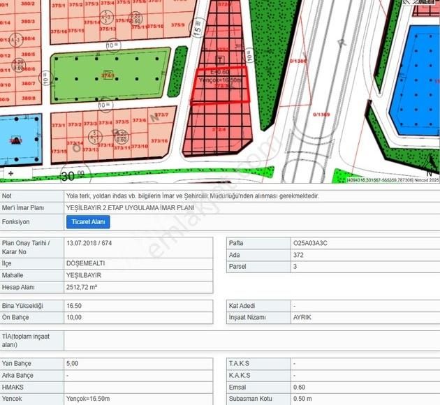 Döşemealtı Ankara-burudur Yoluna Cephe Ticari Arsa